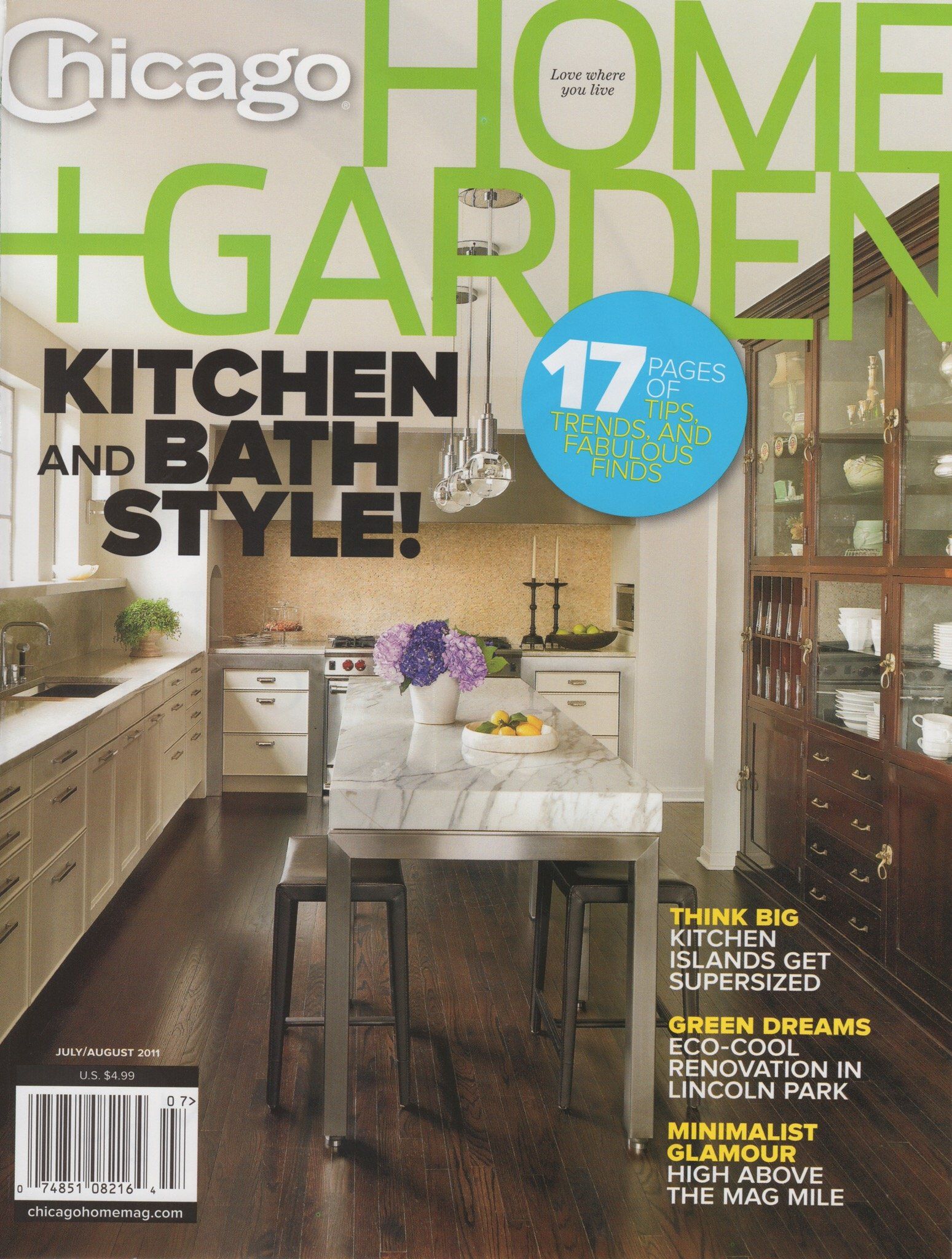A chicago home + garden magazine shows a kitchen and bath style