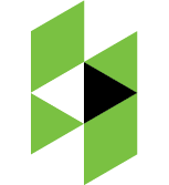 A green triangle with a black triangle in the middle on a white background.