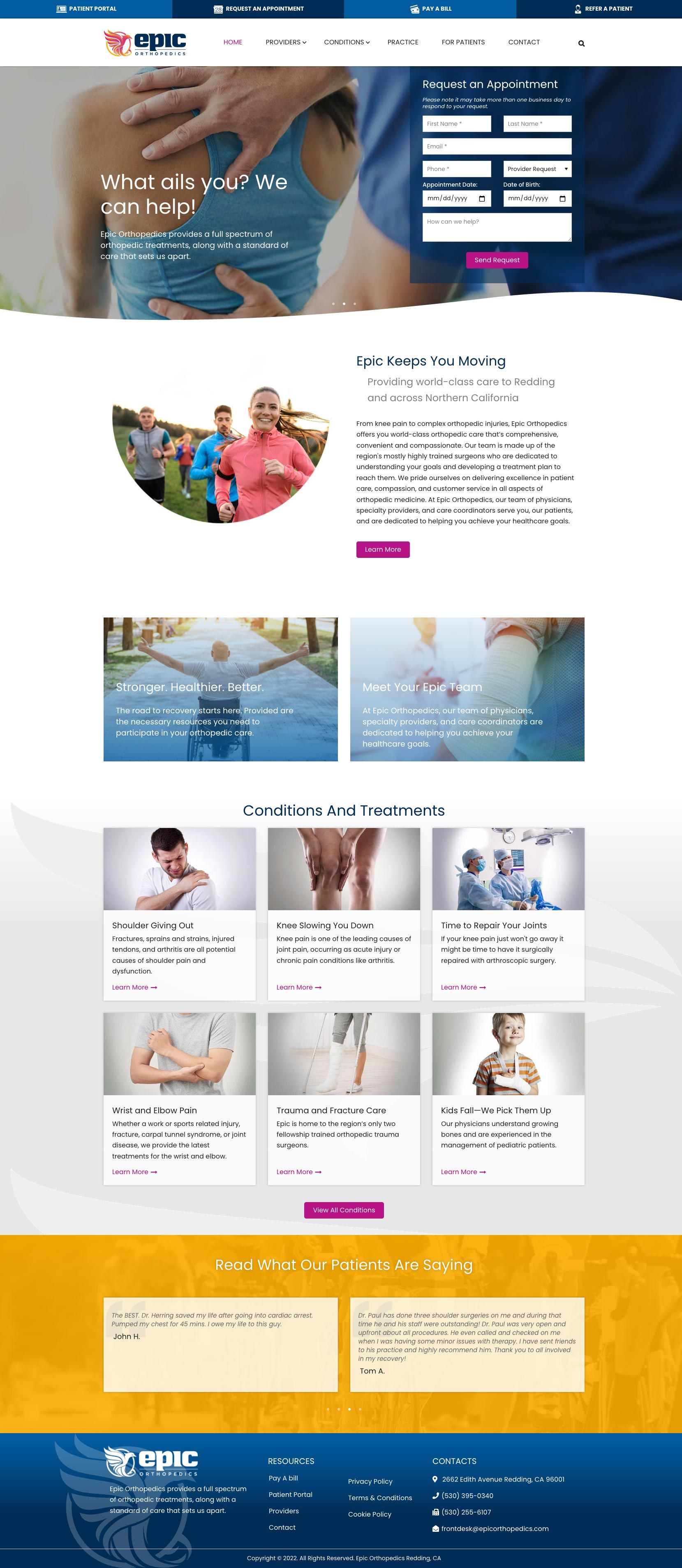 Epic Orthopedics Website