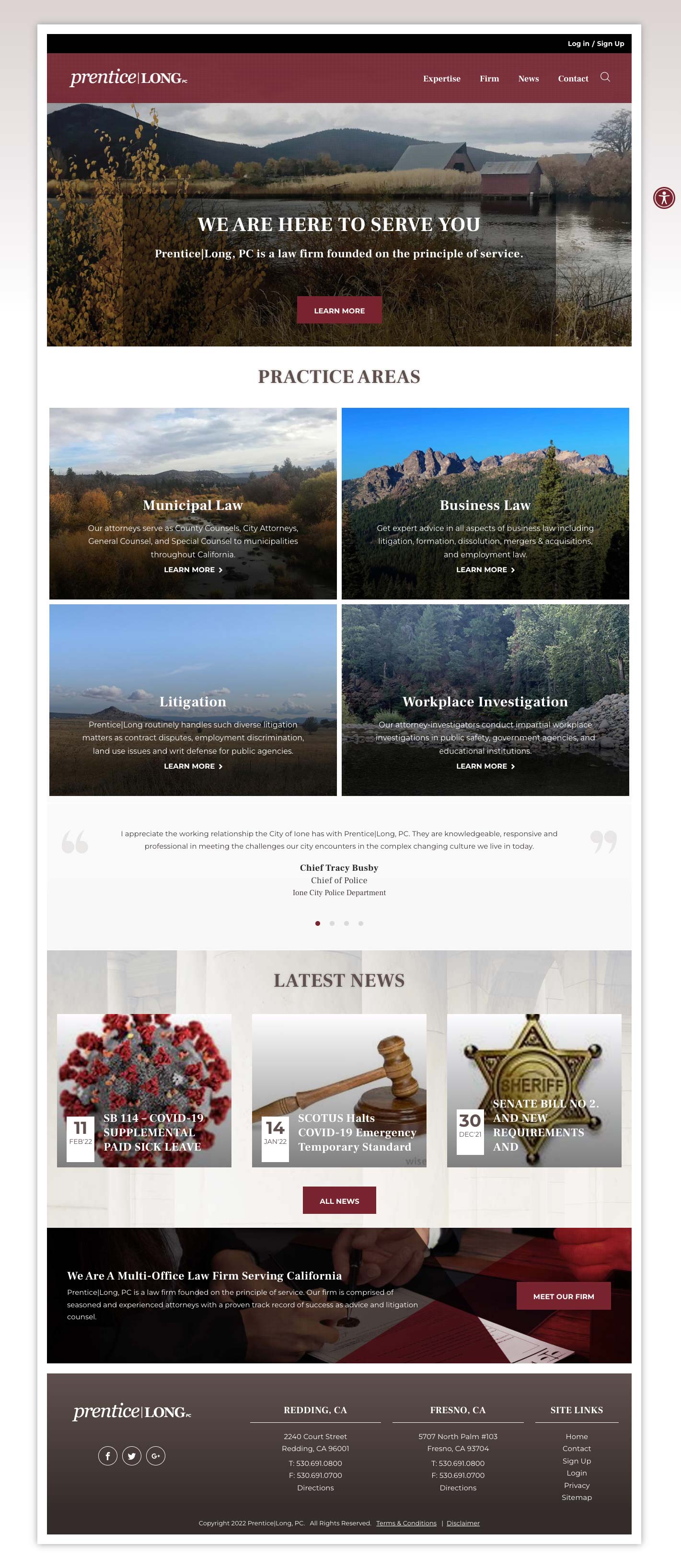 Prentice | Long, PC Law Firm Website
