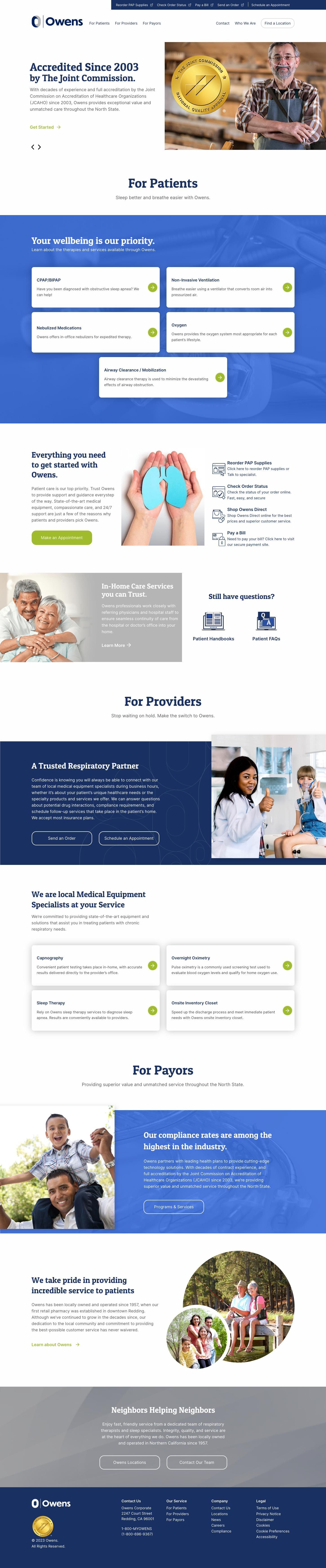 Owens Medical Equipment and Home Respiratory Services Website