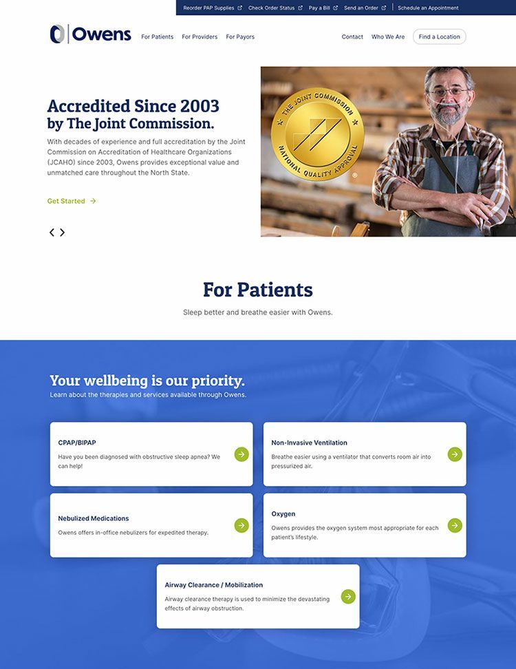 Owens Medical Equipment and Home Respiratory Services Website S