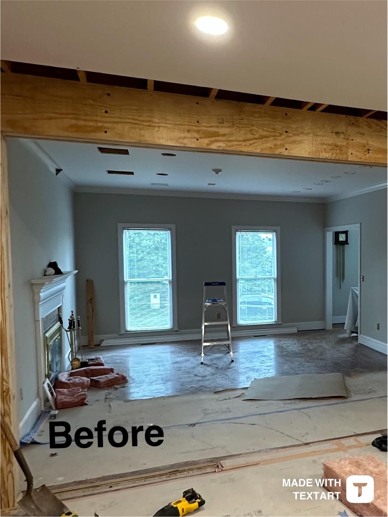 A picture of a living room before being remodeled.