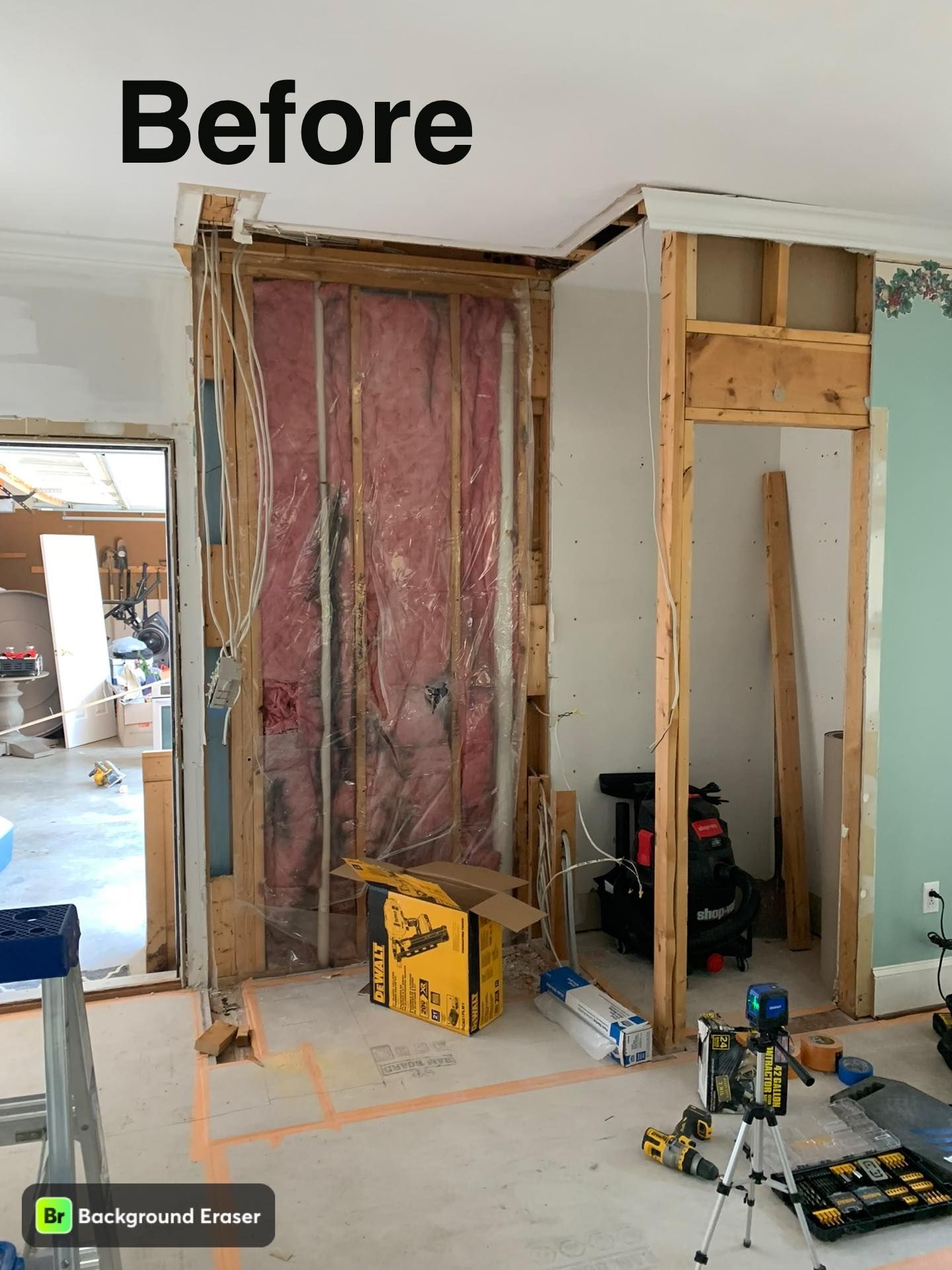 A before picture of a room that is being remodeled.