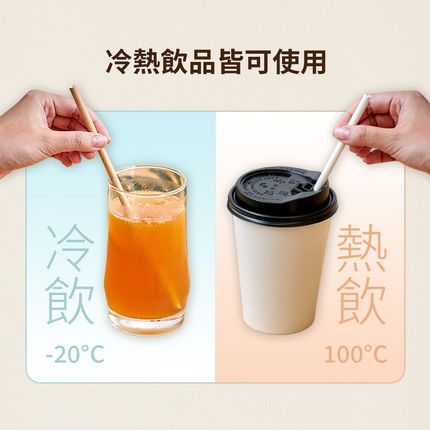 Virnova 竹好吸的竹纖維紙吸管，冷飲與熱飲皆可使用示意圖