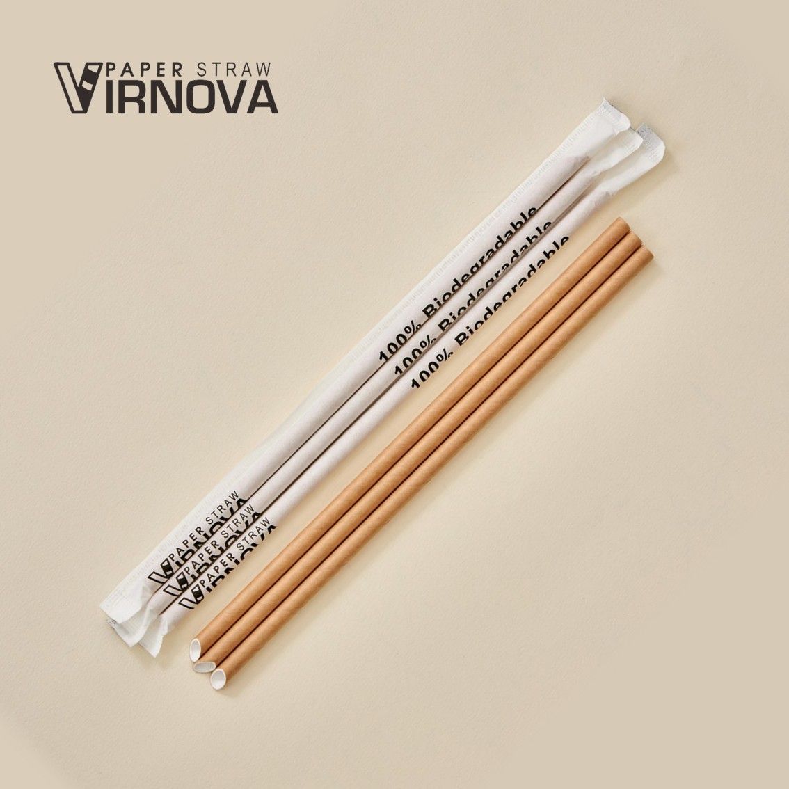 Bamboo fiber paper straw (brown) 6*220mm