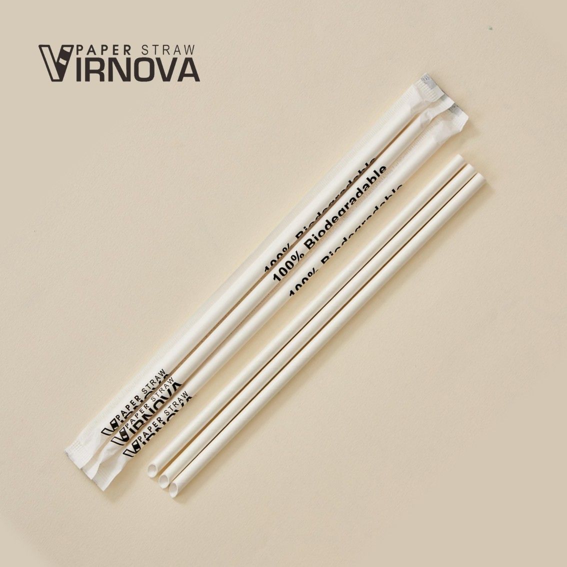 Bamboo fiber paper straws (white) 6*220mm
