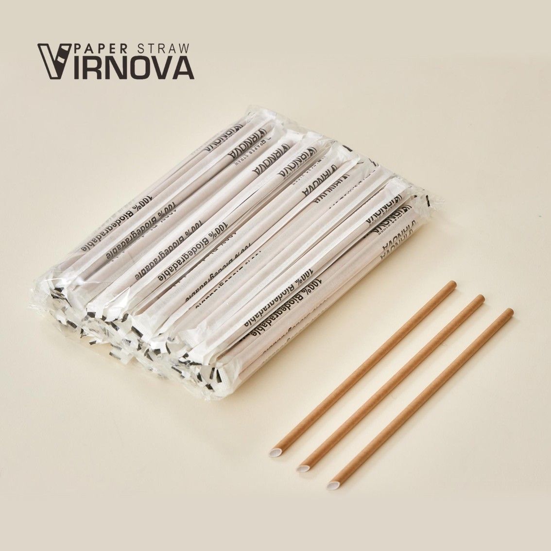 Bamboo fiber paper straw (brown) 6*220mm