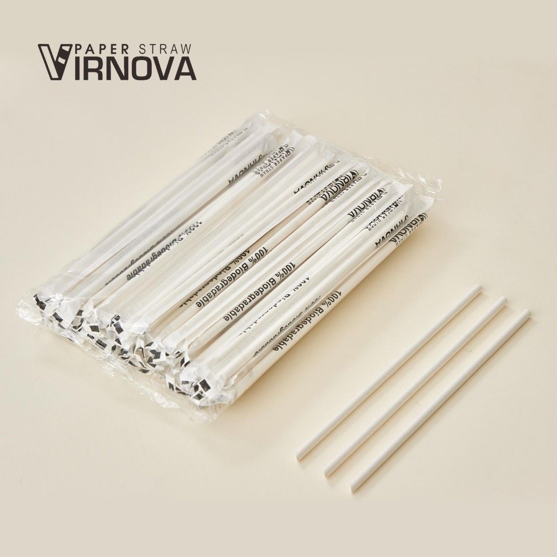 Bamboo fiber paper straws (white) 6*220mm