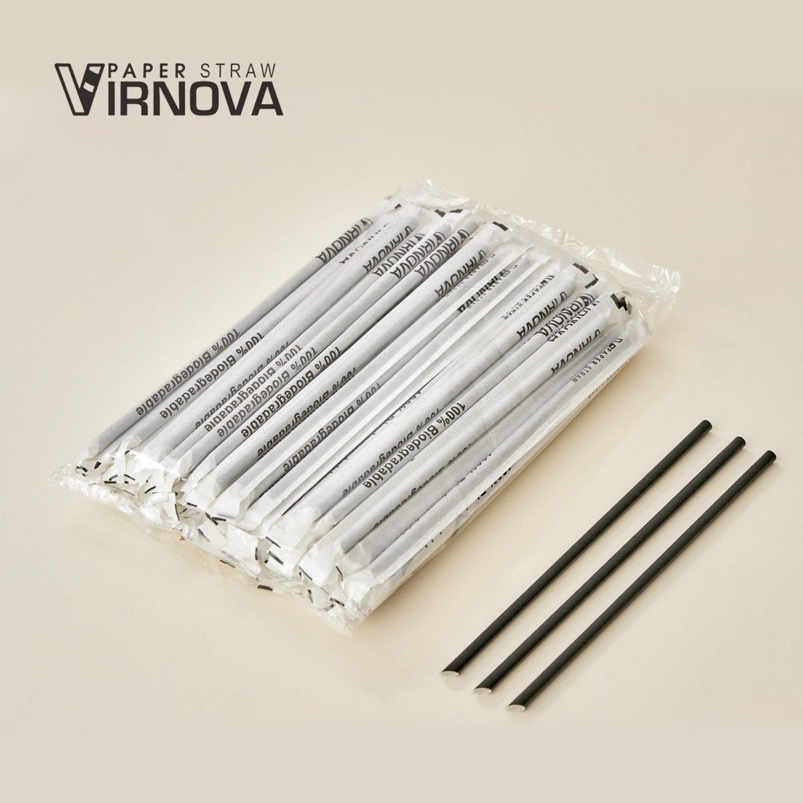 Bamboo fiber paper straws (black) 6*220mm