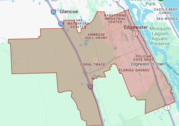 Map of Edgewater, Florida,
