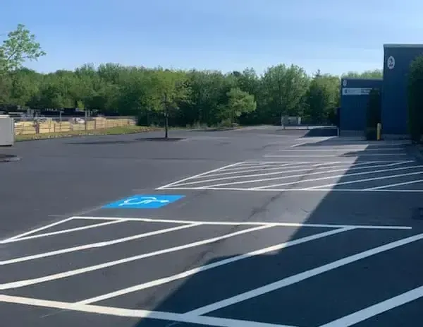 Commercial Parking Lot striping completed by Select Sealcoating & Paving