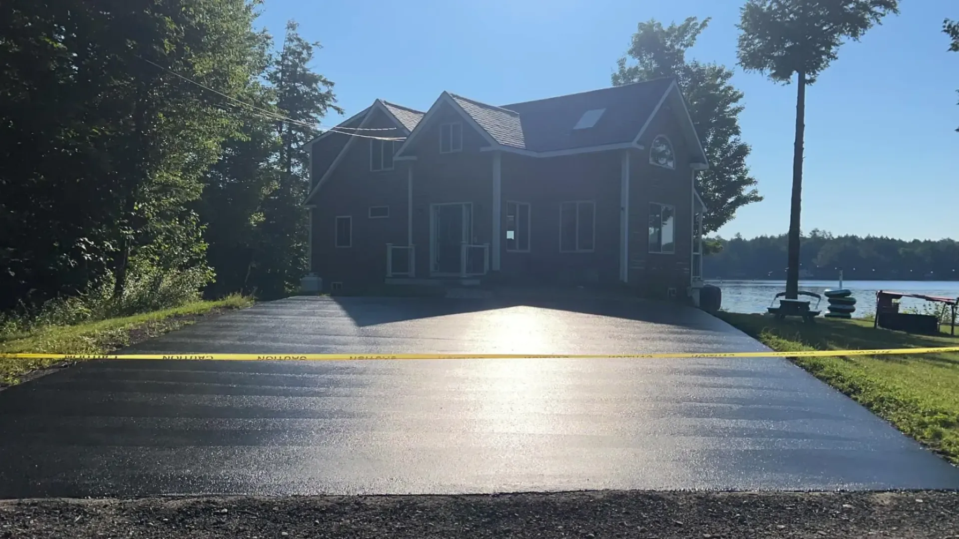Home driveway newly sealcoated 