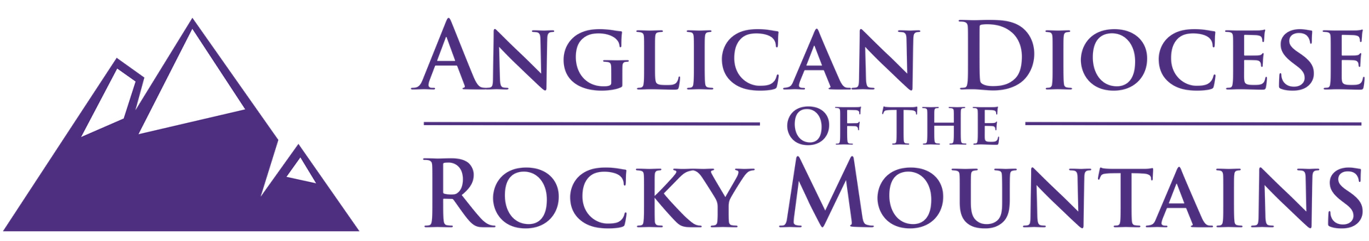 Logo of Anglican Diocese of the Rocky Mountains: purple triangle with mountains and text.