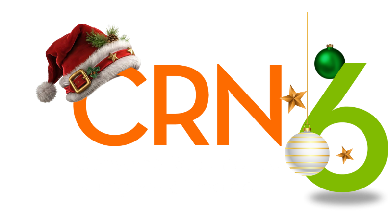 O logotipo do crn 6 é laranja e verde em um fundo branco
