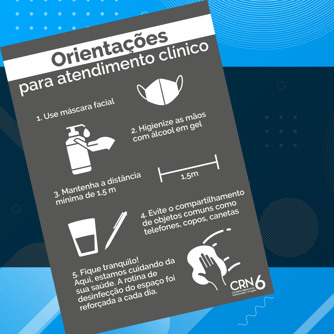 A poster that says ' orientacoes para atendimento clinico ' on it.