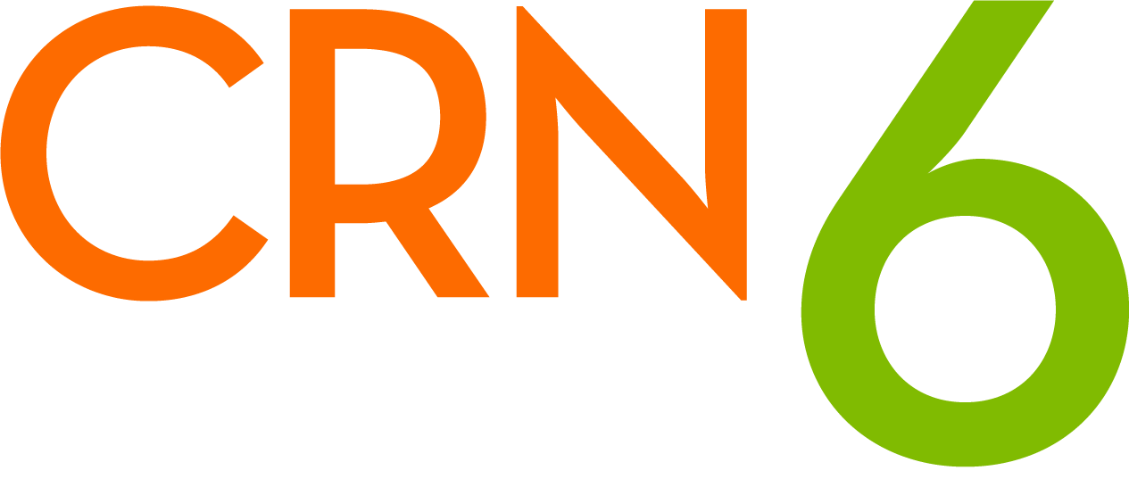 O logotipo do crn 6 é laranja e verde em um fundo branco