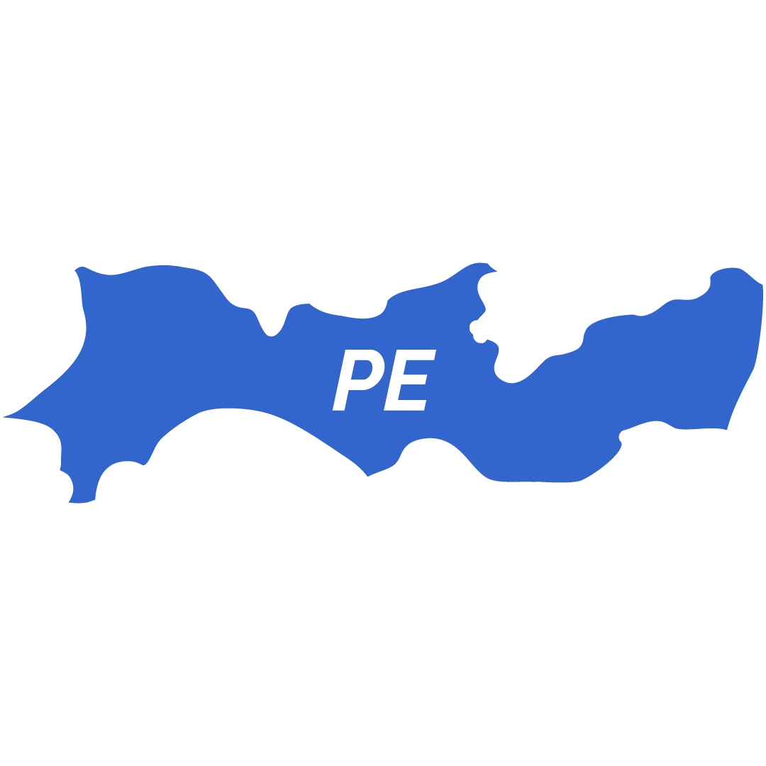 Um mapa azul com a palavra pe nele.