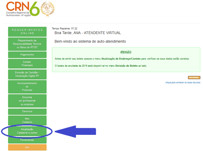 Uma captura de tela do site crn6 com uma seta apontando para o canto inferior direito