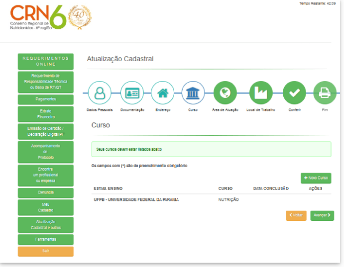 Uma captura de tela de um site que diz crn6 nele