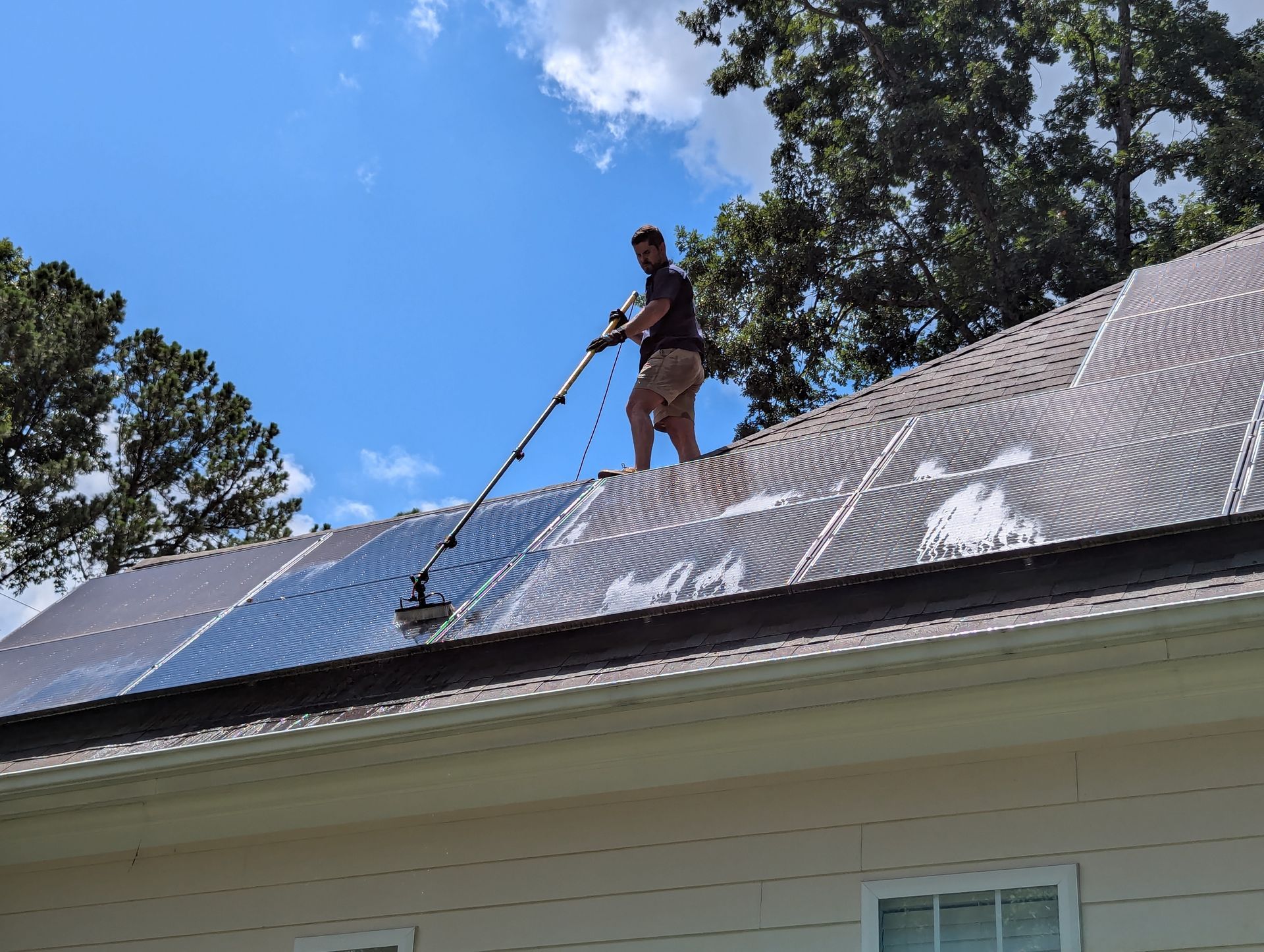 cleaning roof top solar panels