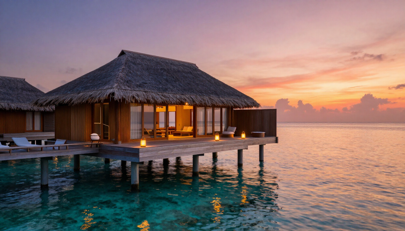 Luxury honeymoon destinations overwater villa and turquoise ocean