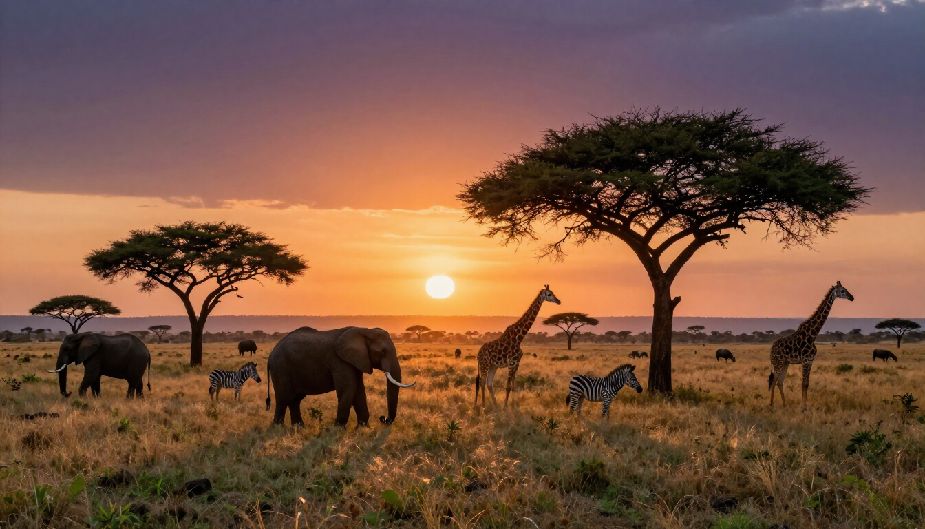 Stunning Serengeti sunset in Tanzania