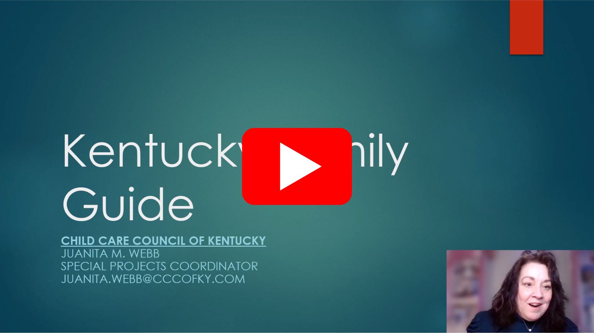 A woman is giving a presentation about kentucky guide