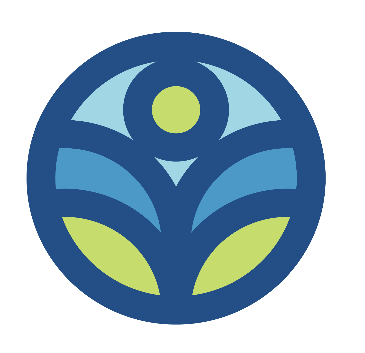 A blue circle with a yellow circle in the middle