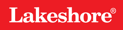 The lakeshore logo is on a red background.