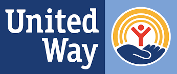 A logo for united way with a hand holding a child in a circle.