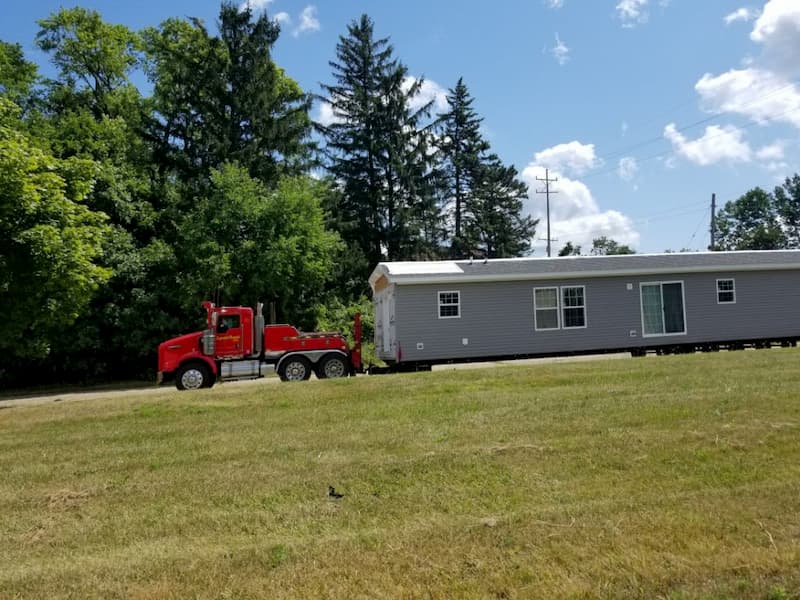 truck hauling a mobile home