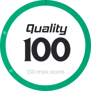 Quality score of 100 out of 100, displayed within a green circle.