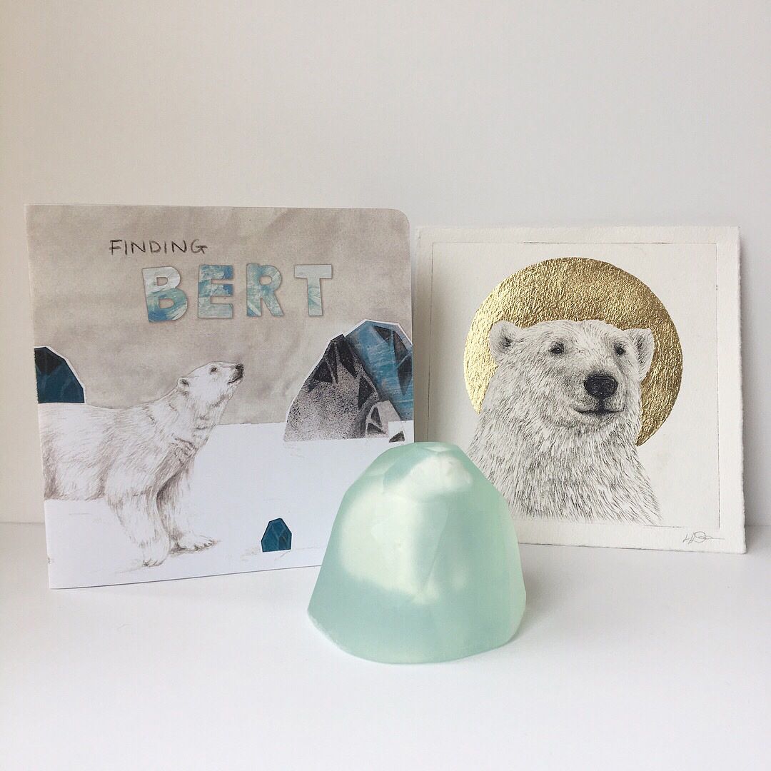 polar bear worldless narrative, dry-point etching and handmade glycerin soap illustrated and designed by helena dore illustrations and design