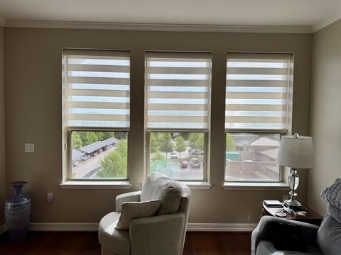 Dual shades in a Sherman living room