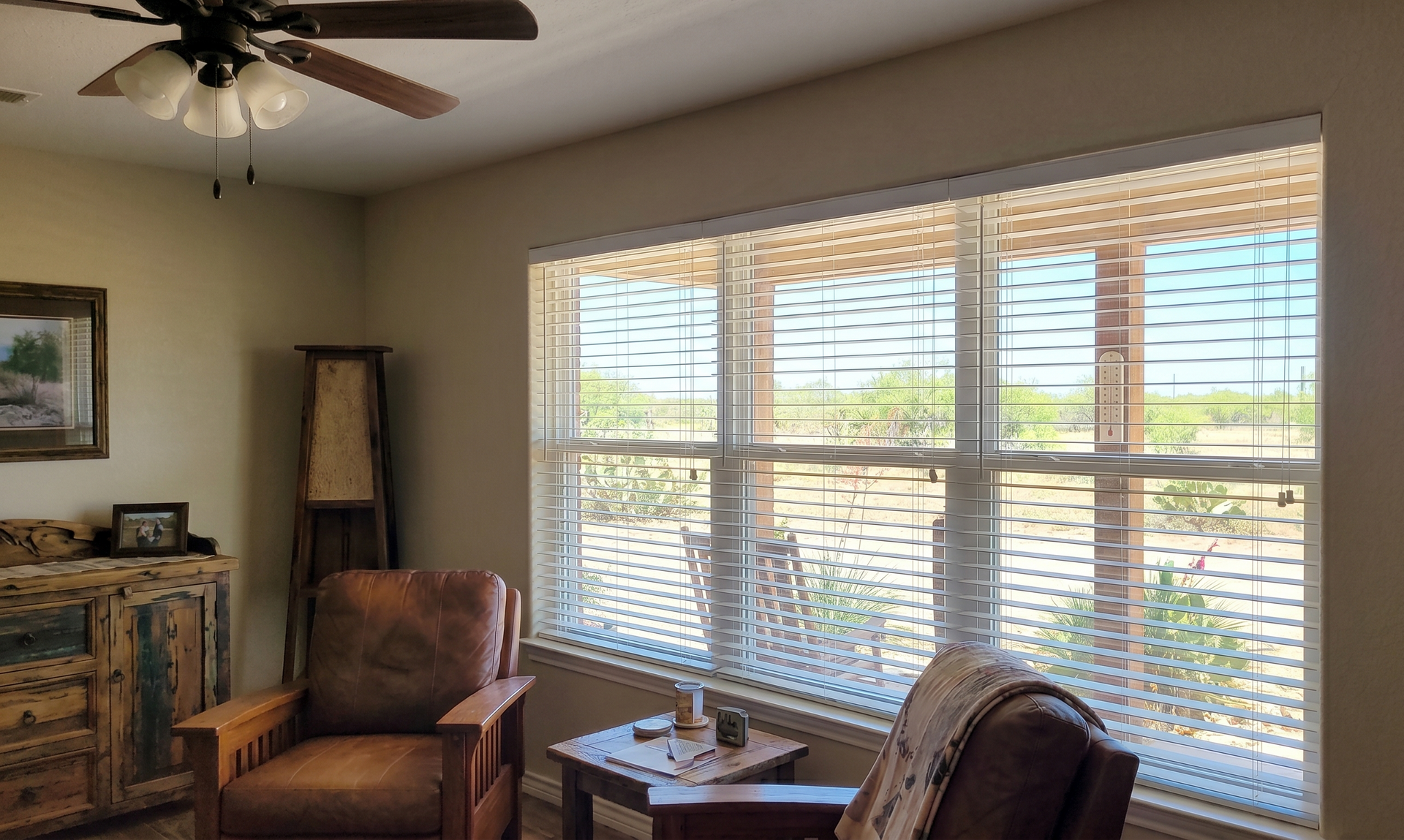 Faux wood blinds in a Sherman, TX home