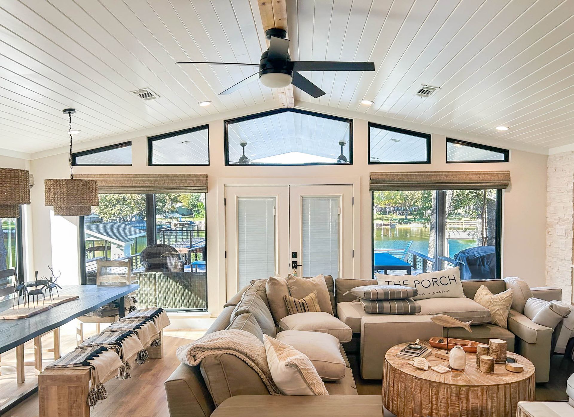 Motorized Roller Shades on a lake home Gun Barrel City, Texas