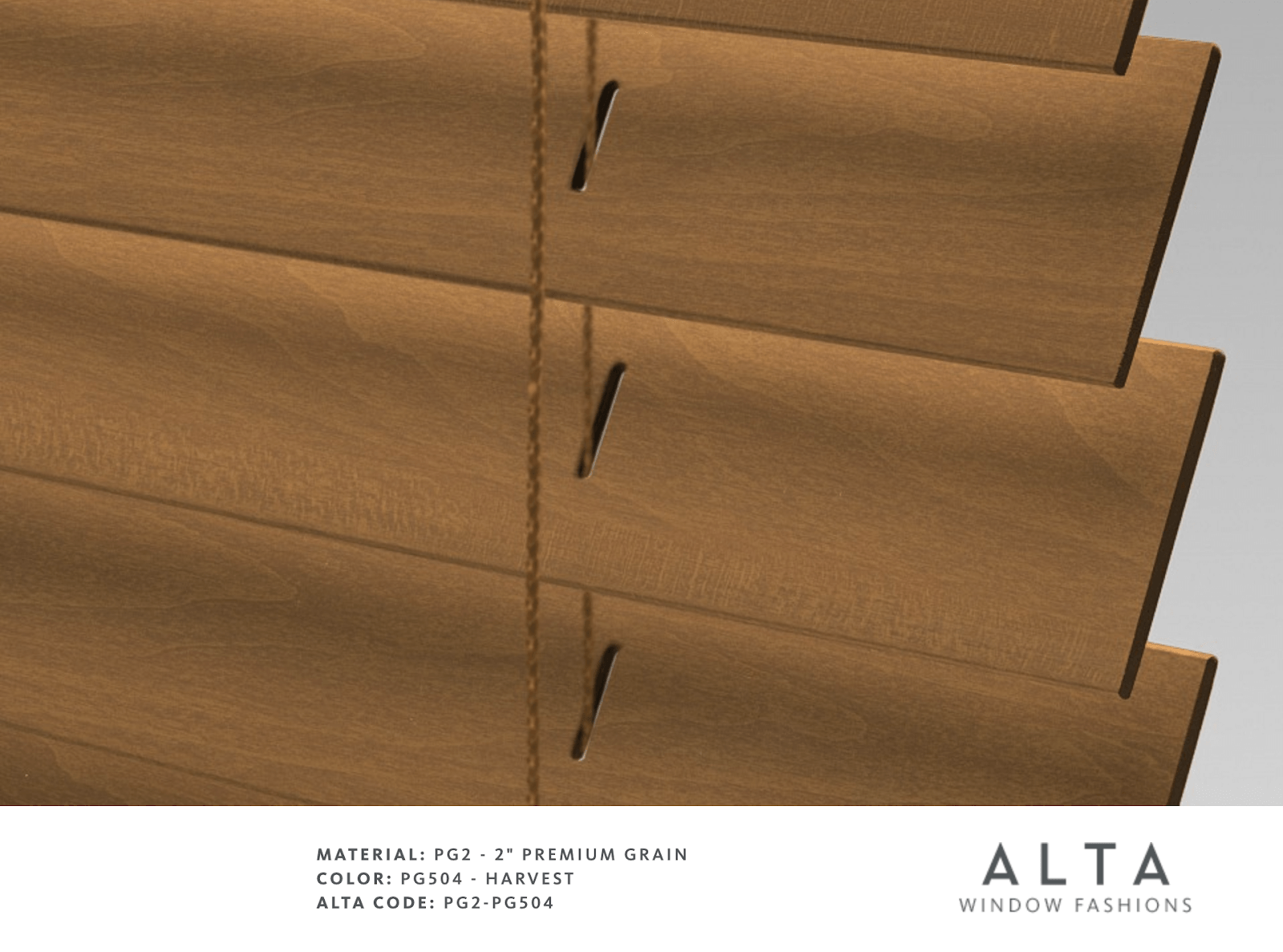 a close up of a wooden blind with the word alta on the bottom Love is Blinds