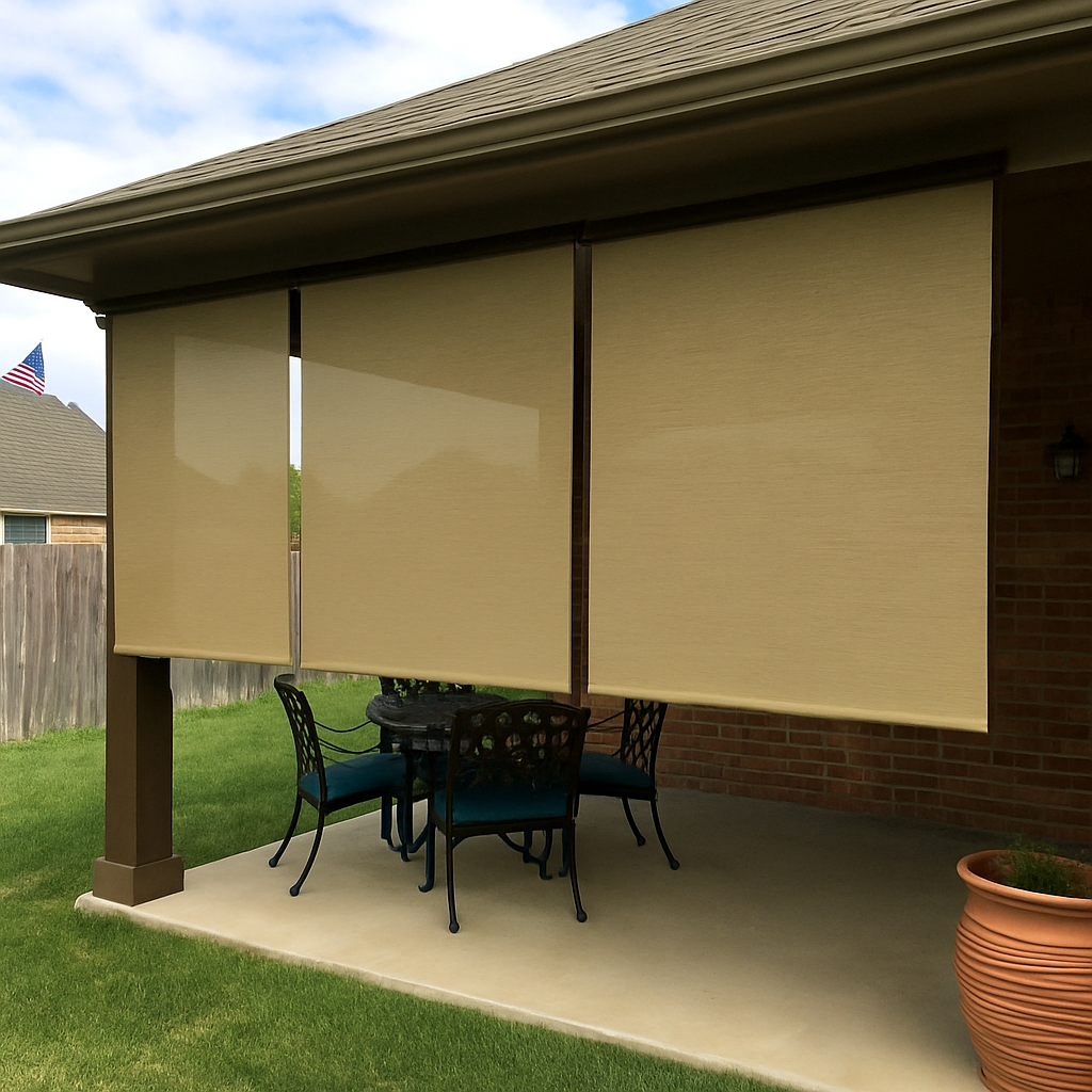 MagnaTrack Shades on a Texas home patio