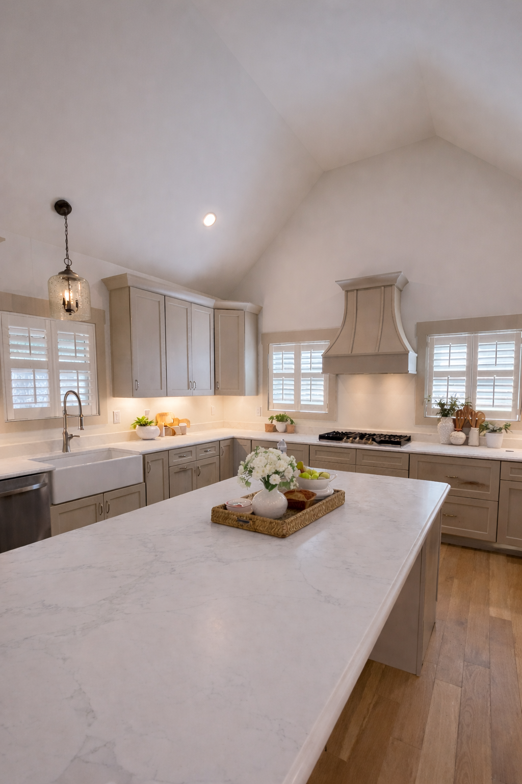 Custom plantation shutters installed in a Texas kitchen
