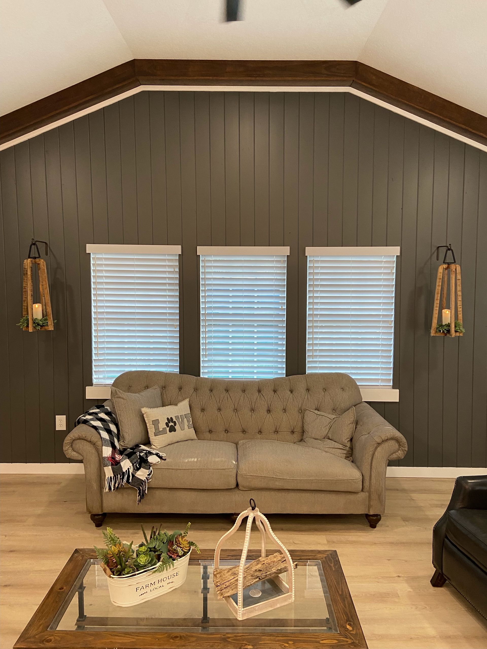 Real wood blinds in a Sherman living room