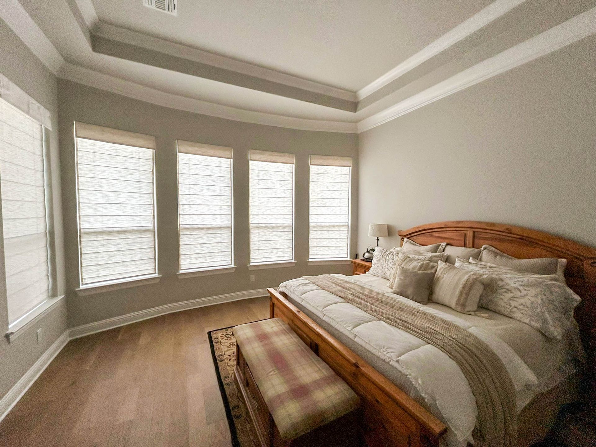 Roman shades installed in Waxahachie, Texas home by Love Is Blinds