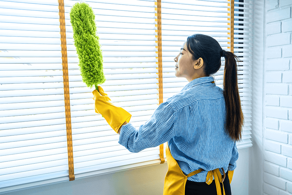 Dusting Wooden Blinds