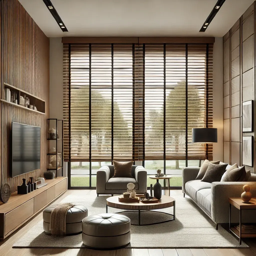 How do custom faux wood blinds bring style and durability to your living room?