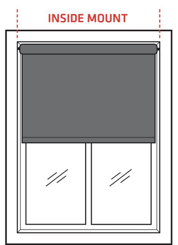 a drawing of an inside mount roller blind on a window Love is Blinds.