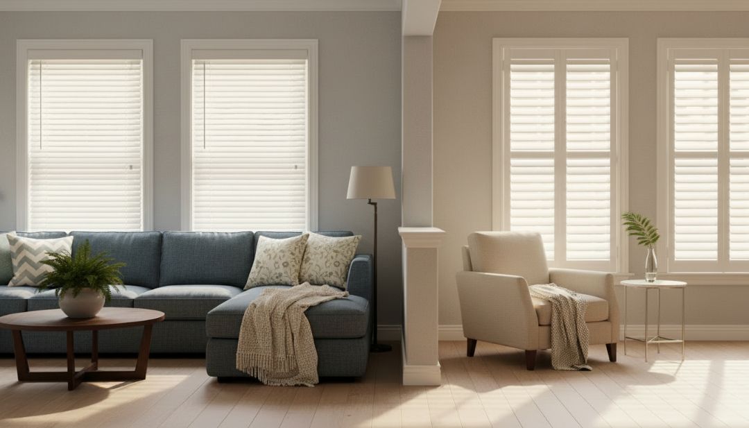 Bedroom window treatment shutters