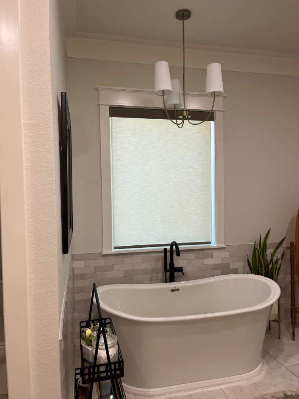 Roller shades bathroom Love is Blinds