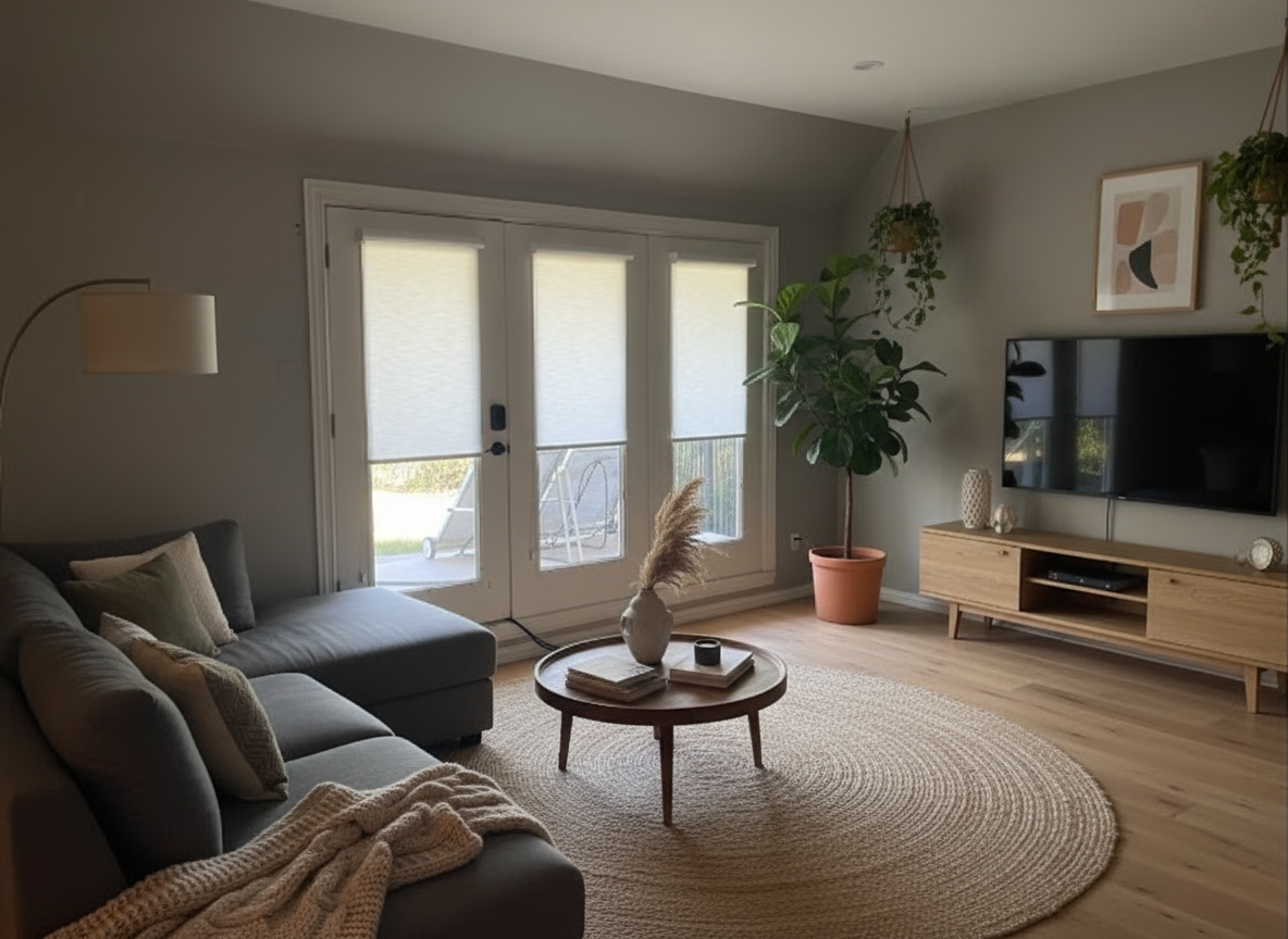 Why are roller shades a popular choice for modern living rooms in 2025?