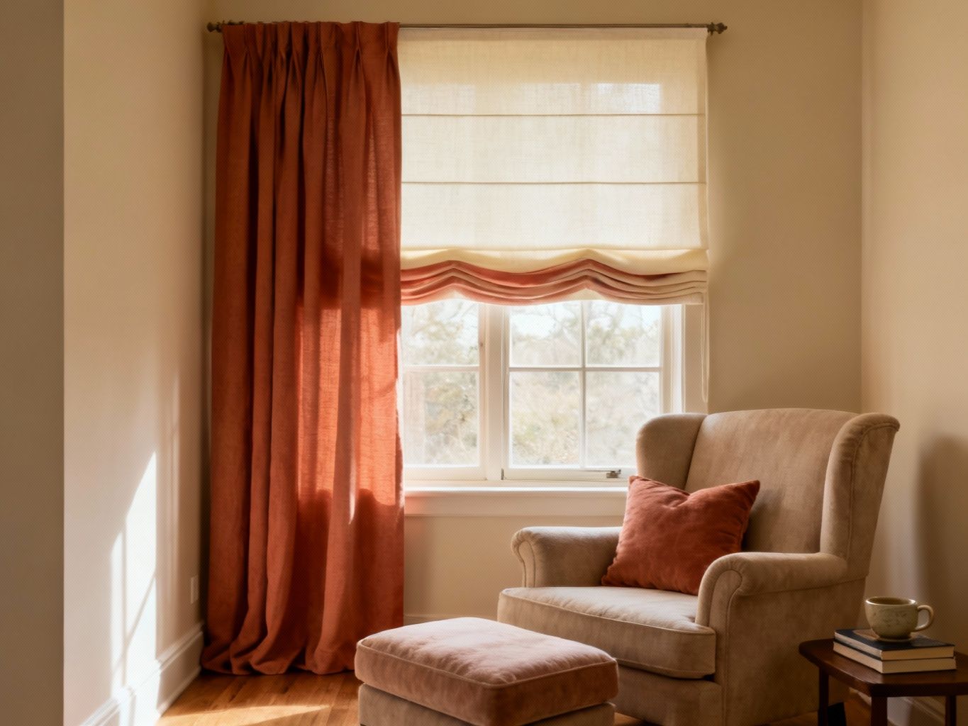 Roman Shades with Curtains