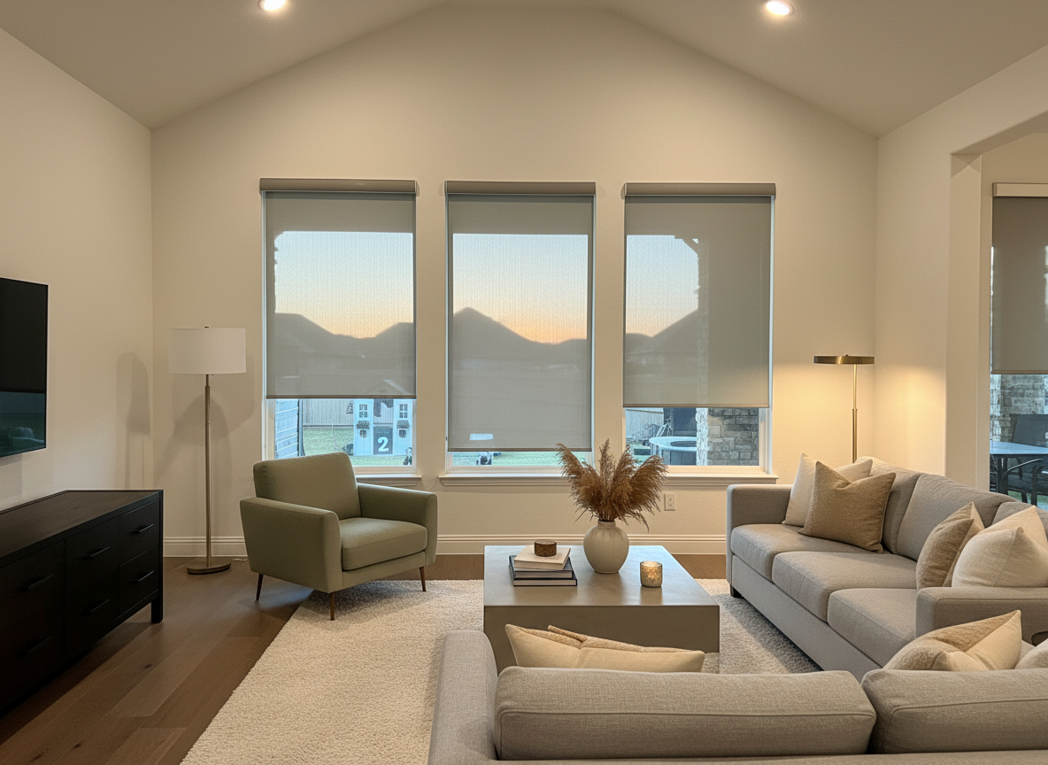 modern home interior during early evening in a Texas suburban home. love is blinds, tx